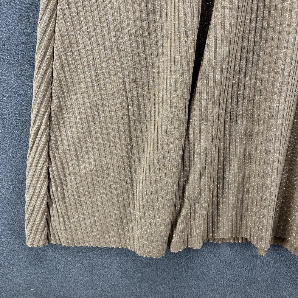 Zara Ribbed Dress womens Size L Tan Sleeveless Stretch metallic thread Halter - Picture 9 of 16